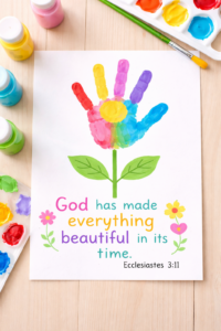 easy Christian spring craft for kids - handprint flower craft