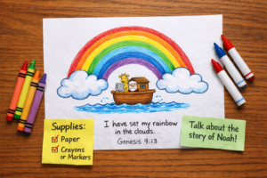 easy Christian crafts for kids - God Keeps His Promises rainbow craft