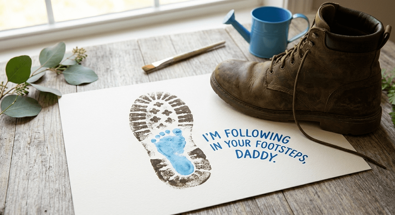 Walking in your footsteps art for father's day craft for toddlers.